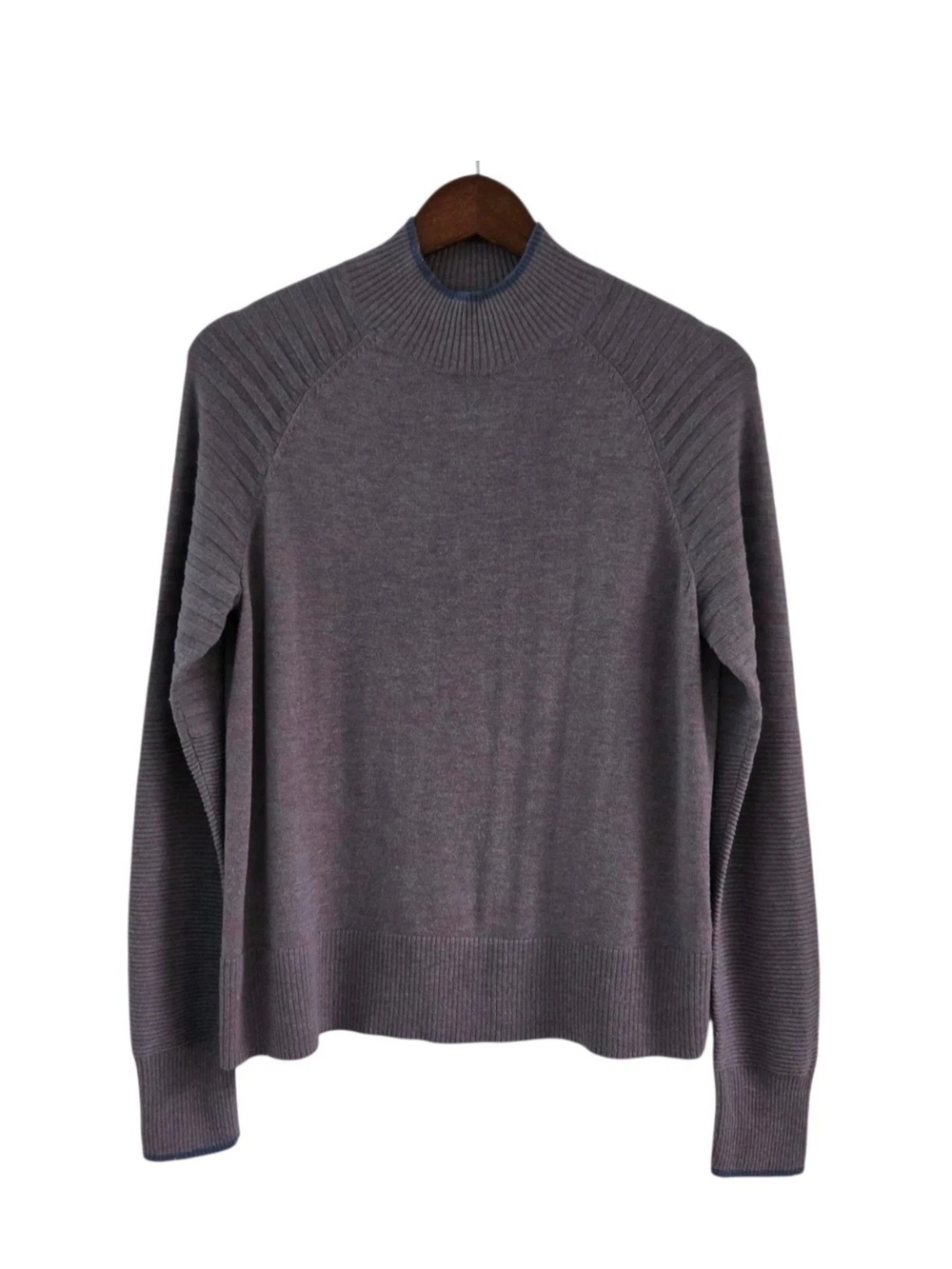 Smartwool Edgewood Mock Neck Sweater Merino Wool Blend Purple Sweater Size M